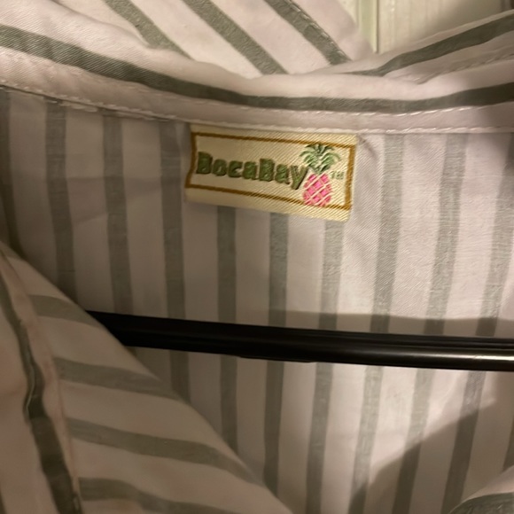 green and white striped button up size xl - Picture 2 of 2